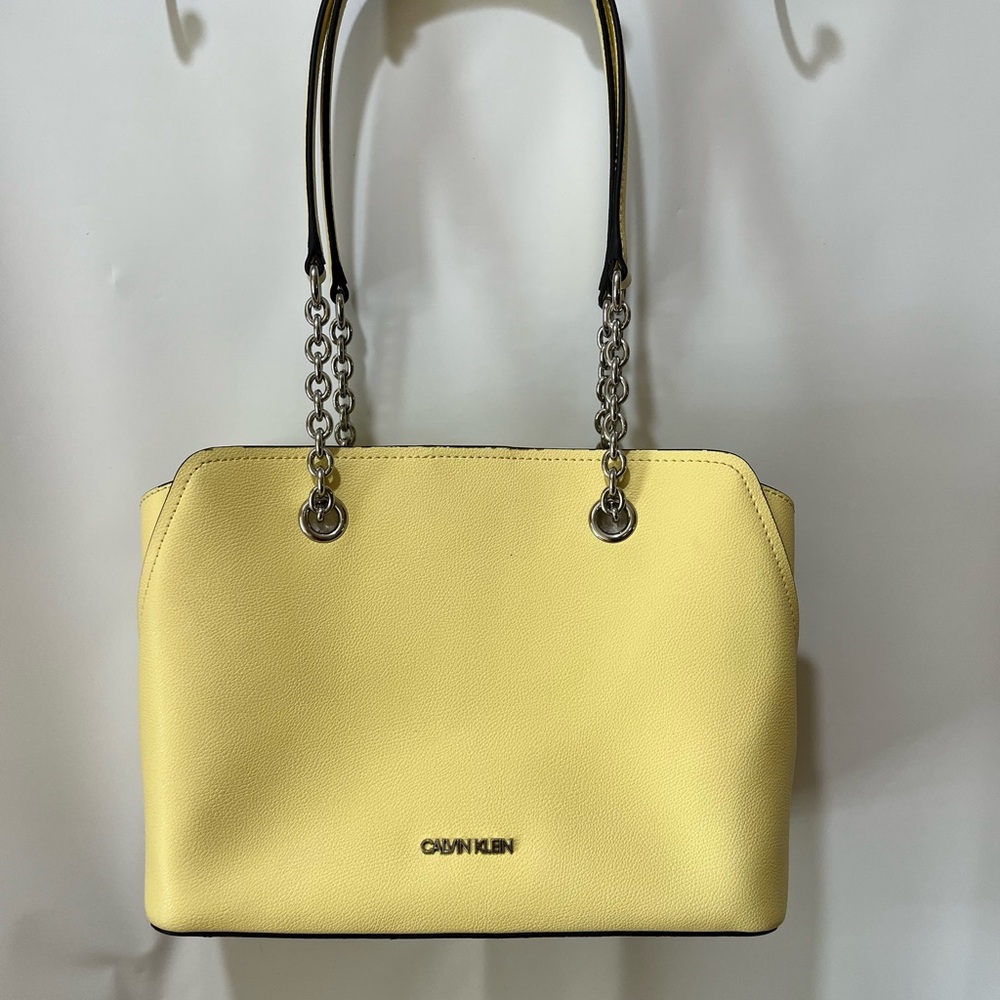 Calvin Klein Yellow Shoulder Bag with Chain Handles